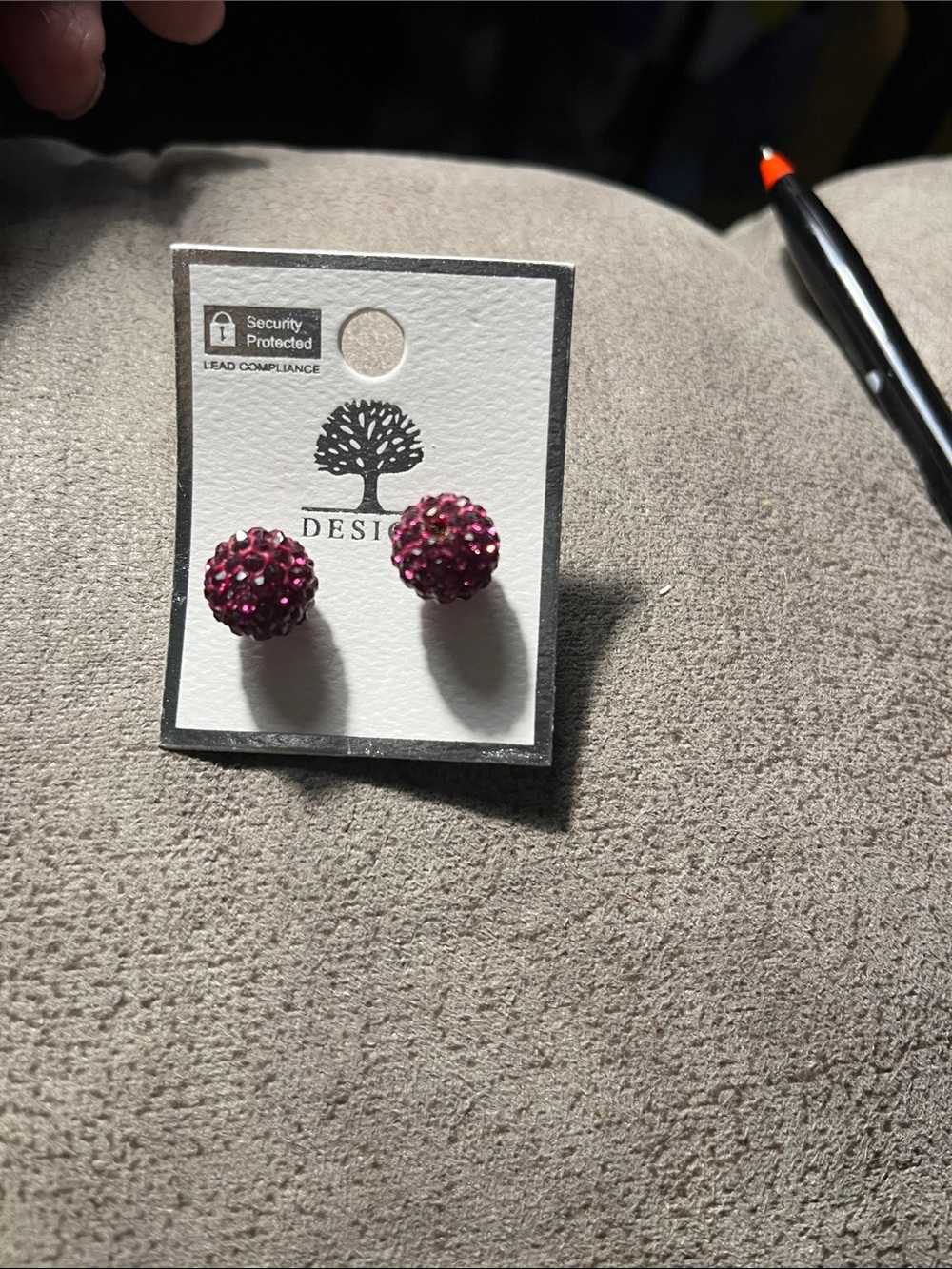 Sparkling Pink Crystal Ball Stud Earrings - Designer 1541